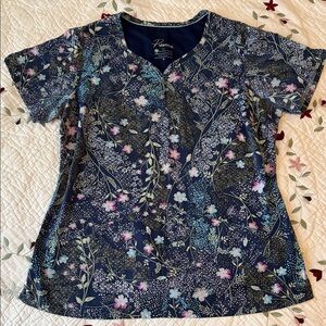 Healing Hands Floral Print Blouse - Navy and Pink